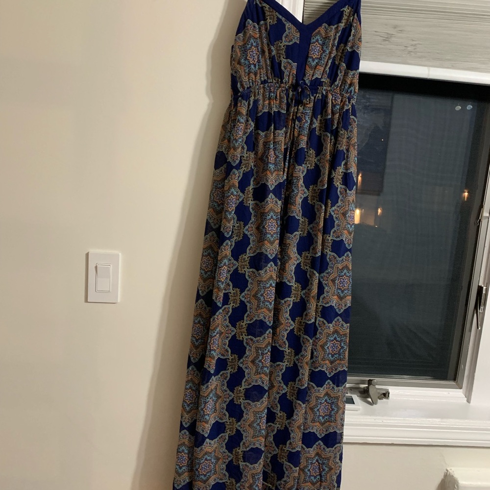 Navy blue print maxi dress